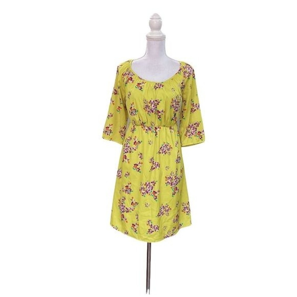 Small Yellow Foral Blouson Stretchable Waist Casual Mini Dress OLD NAVY